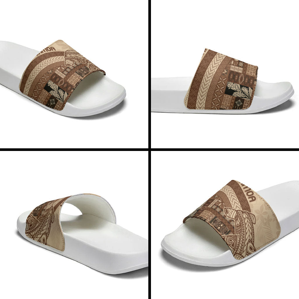 Samoa Mamanu Siapo Mocha Slide Sandals Tatau Malie
