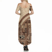 Samoa Mamanu Siapo Mocha Summer Maxi Dress Tatau Malie