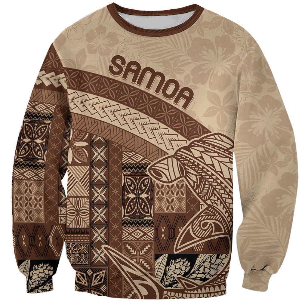 Samoa Mamanu Siapo Mocha Sweatshirt Tatau Malie LT7 Unisex Beige - Polynesian Pride