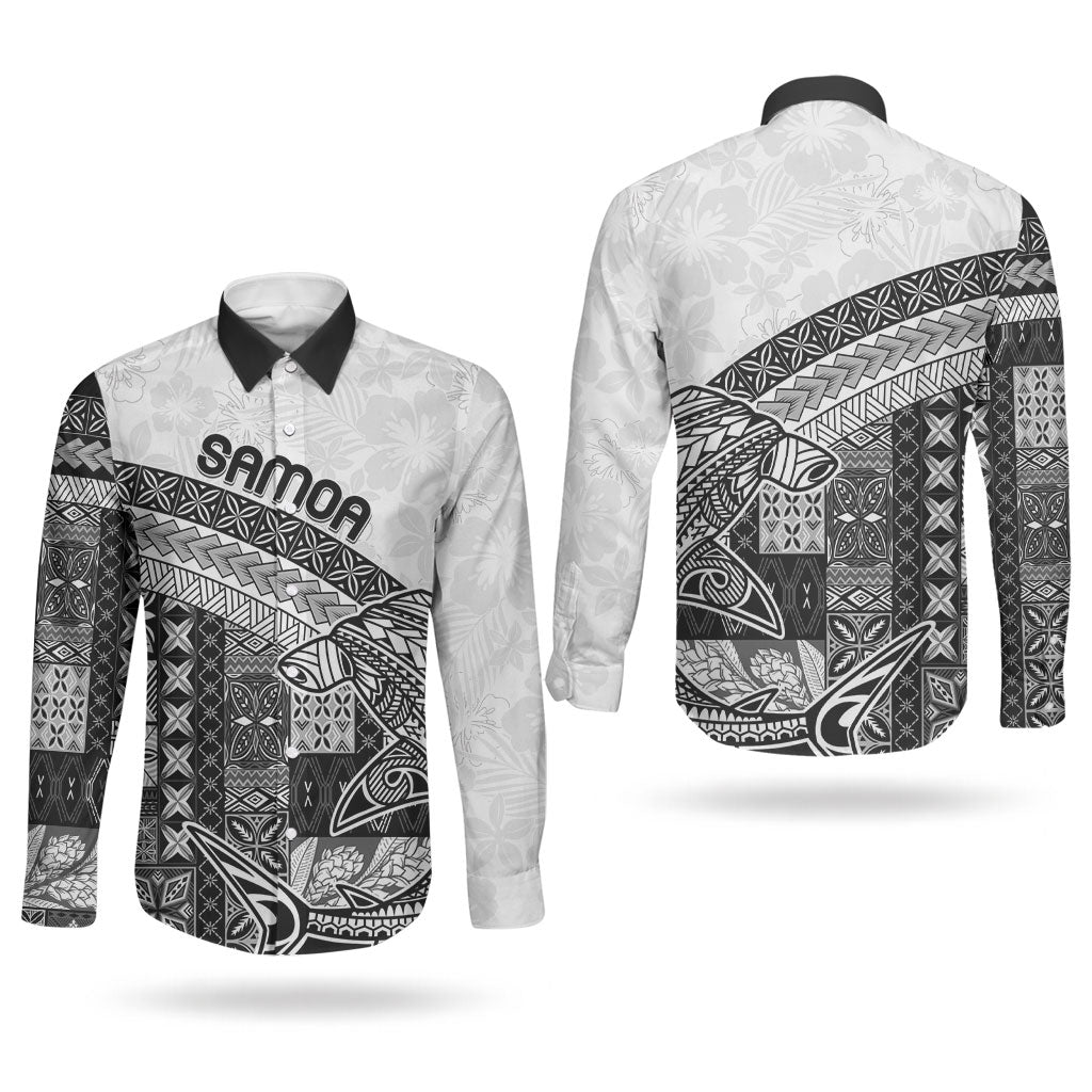 Samoa Mamanu Siapo Classic Black Couples Matching Tank Maxi Dress and Long Sleeve Button Shirt Tatau Malie