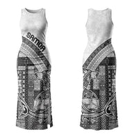 Samoa Mamanu Siapo Classic Black Family Matching Tank Maxi Dress and Hawaiian Shirt Tatau Malie