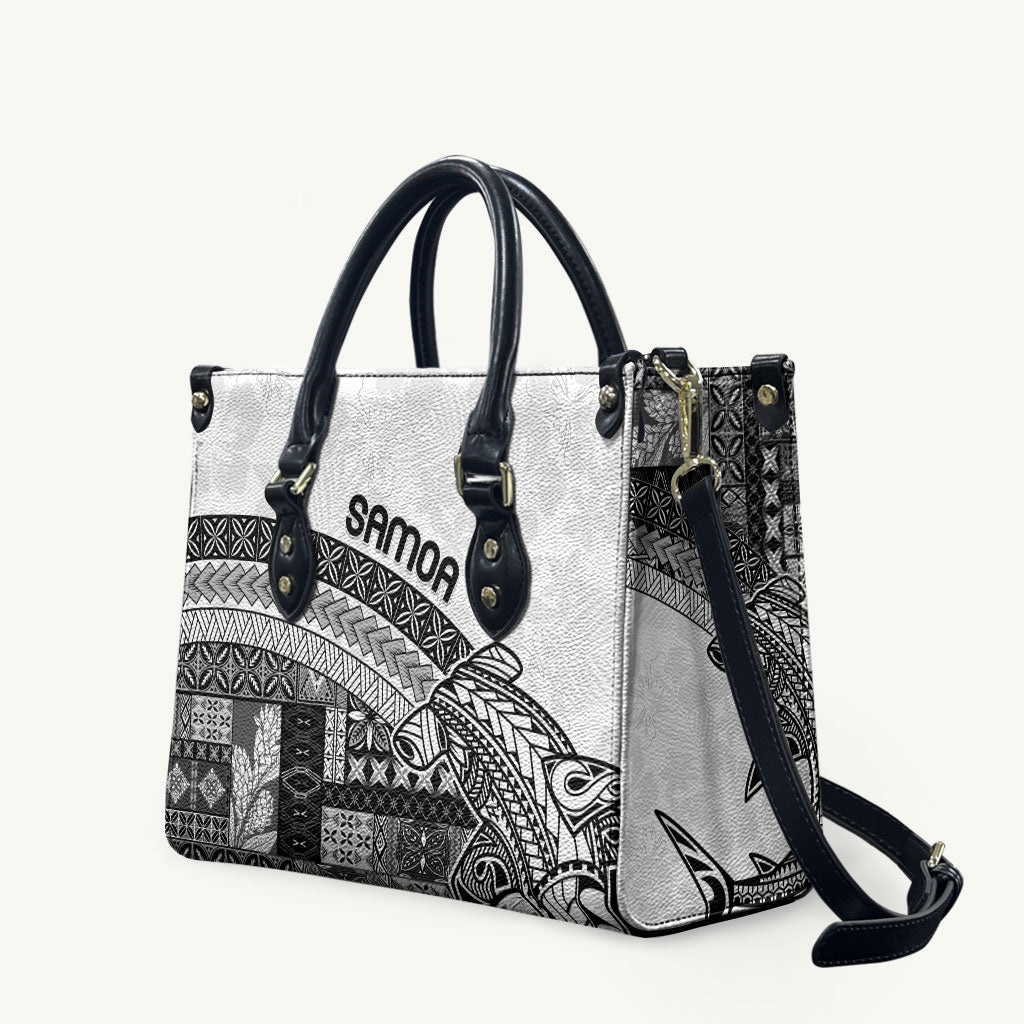 Samoa Mamanu Siapo Classic Black Leather Bag Tatau Malie
