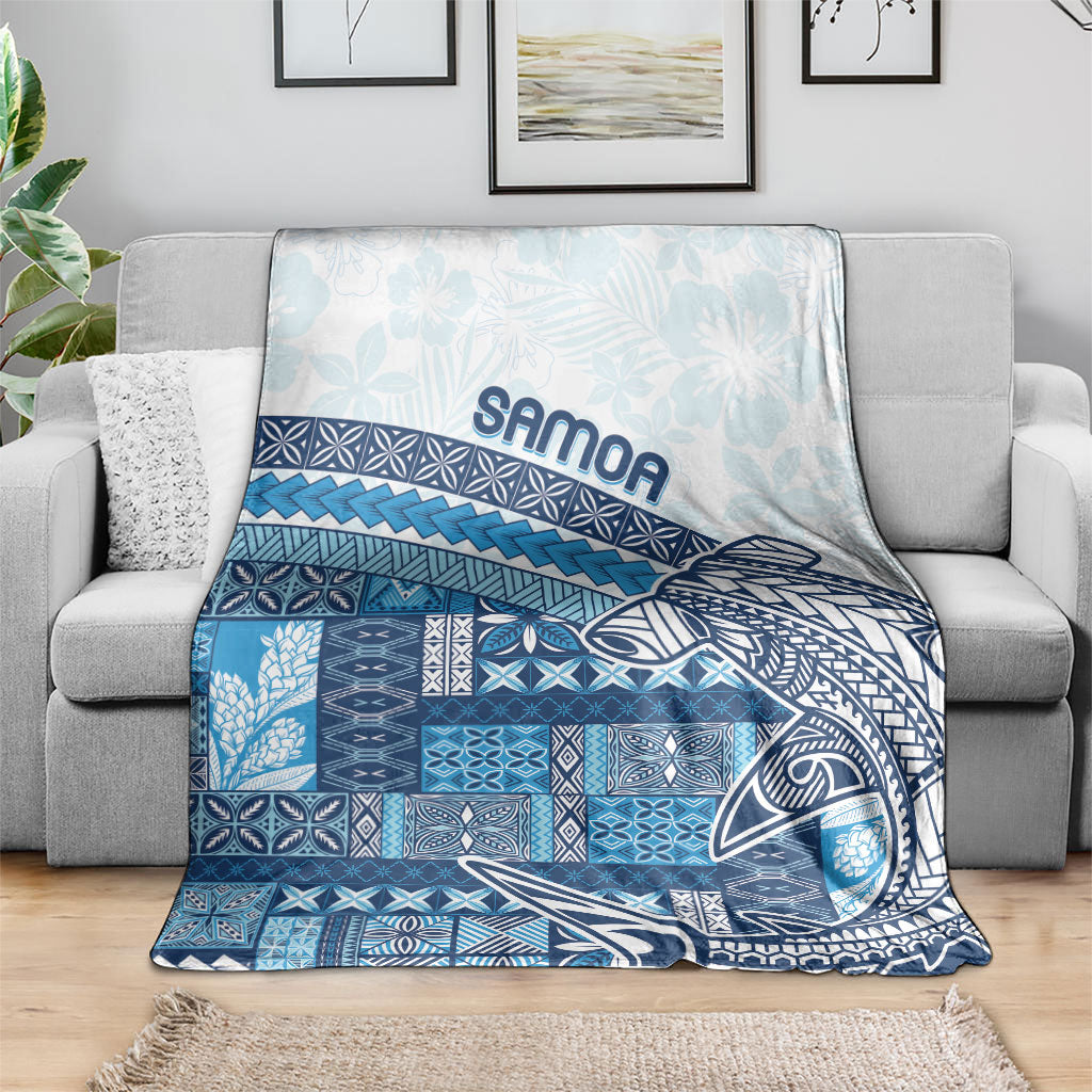 Samoa Mamanu Siapo Royal Blue Blanket Tatau Malie