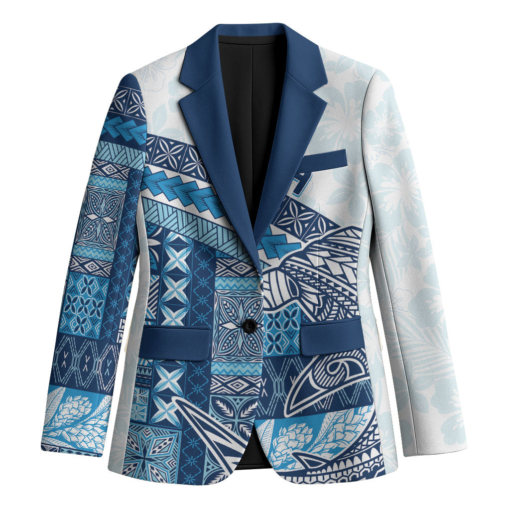 Samoa Mamanu Siapo Royal Blue Blazer Tatau Malie