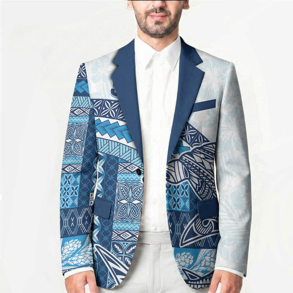 Samoa Mamanu Siapo Royal Blue Blazer Tatau Malie