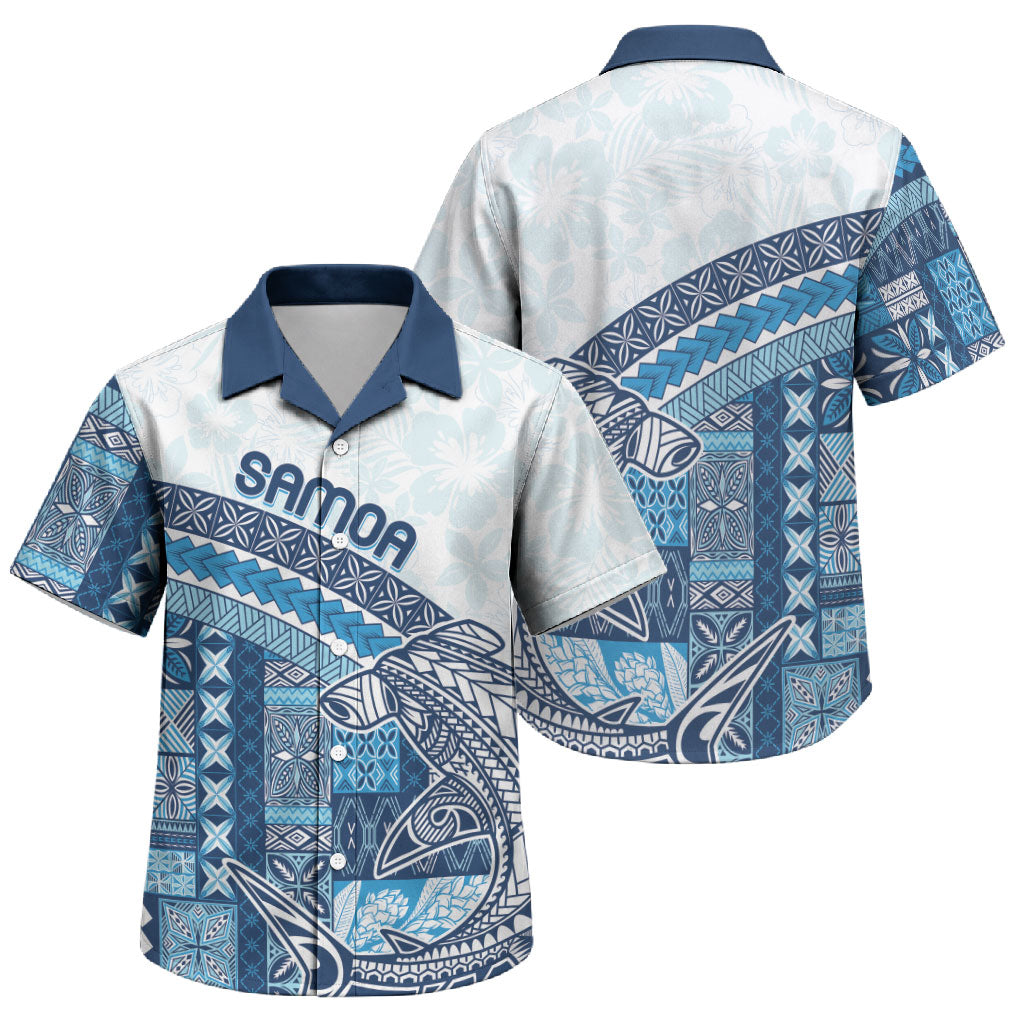 Samoa Mamanu Siapo Royal Blue Family Matching Tank Maxi Dress and Hawaiian Shirt Tatau Malie