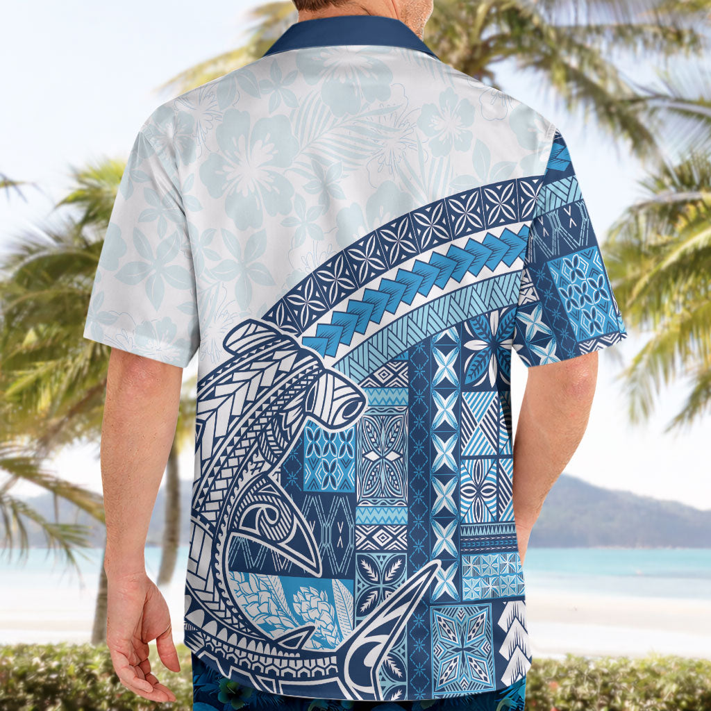 Samoa Mamanu Siapo Royal Blue Hawaiian Shirt Tatau Malie