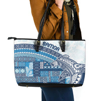 Samoa Mamanu Siapo Royal Blue Leather Tote Bag Tatau Malie