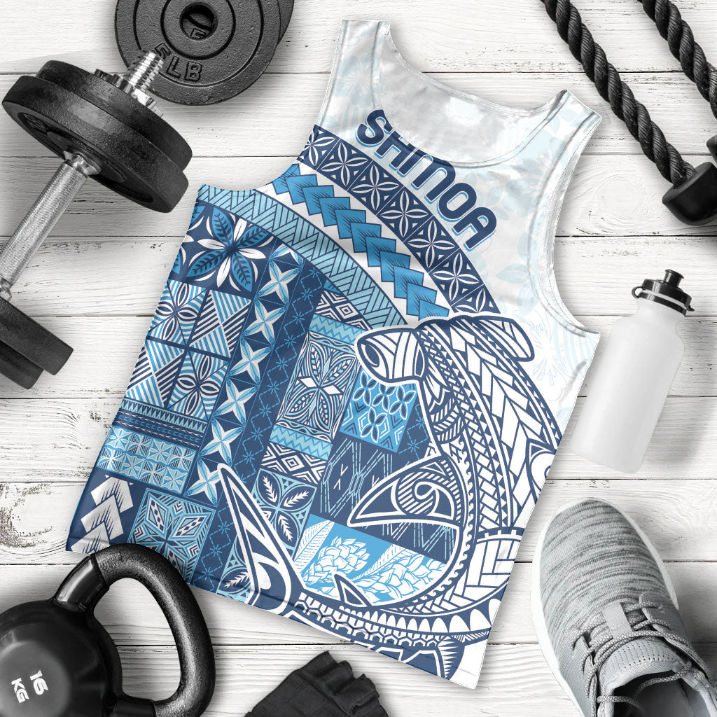 Samoa Mamanu Siapo Royal Blue Men Tank Top Tatau Malie