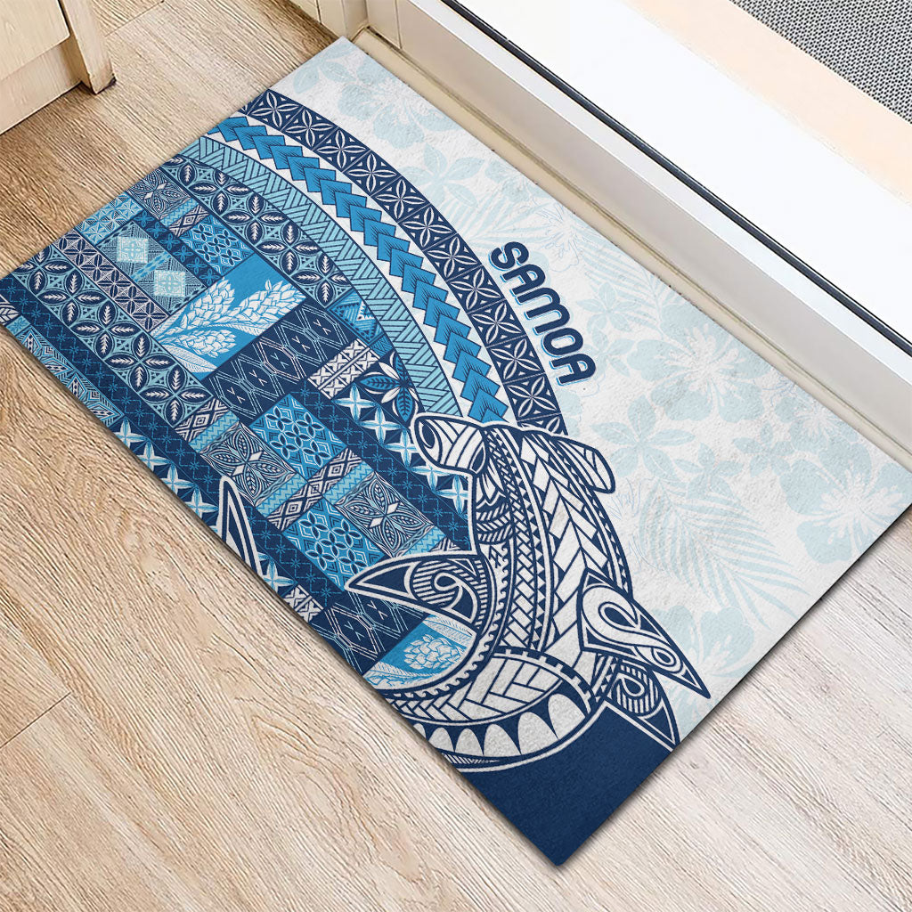 Samoa Mamanu Siapo Royal Blue Rubber Doormat Tatau Malie