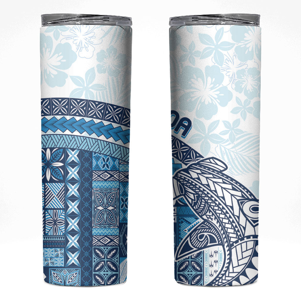 Samoa Mamanu Siapo Royal Blue Skinny Tumbler Tatau Malie
