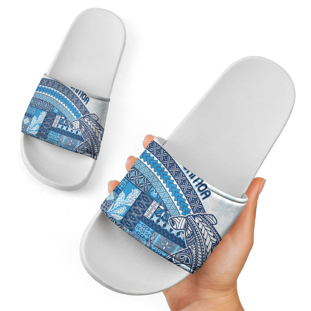 Samoa Mamanu Siapo Royal Blue Slide Sandals Tatau Malie
