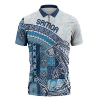 Samoa Mamanu Siapo Royal Blue Zipper Polo Shirt Tatau Malie LT7 Royal Blue - Polynesian Pride