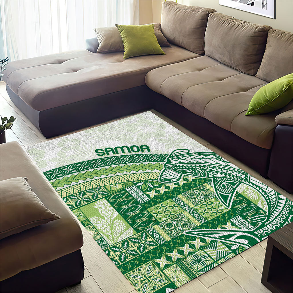 Samoa Mamanu Siapo Forest Green Area Rug Tatau Malie