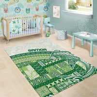 Samoa Mamanu Siapo Forest Green Area Rug Tatau Malie