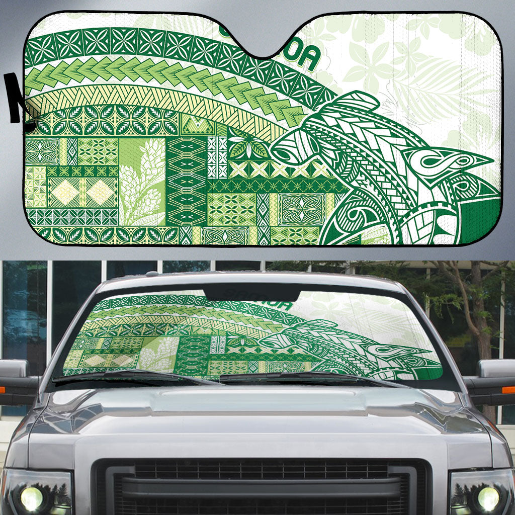 Samoa Mamanu Siapo Forest Green Auto Sun Shade Tatau Malie