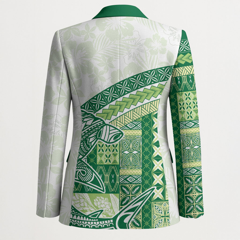 Samoa Mamanu Siapo Forest Green Blazer Tatau Malie
