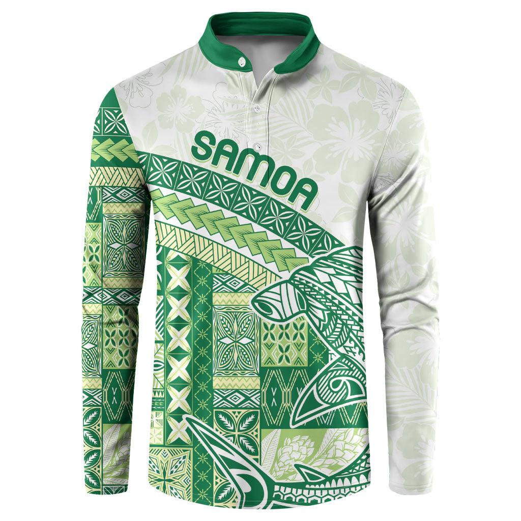 Samoa Mamanu Siapo Forest Green Button Sweatshirt Tatau Malie