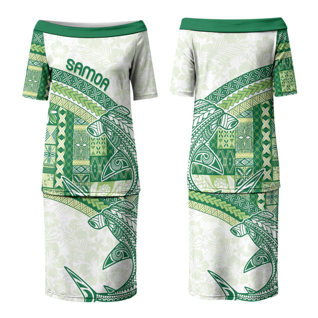 Samoa Mamanu Siapo Forest Green Couples Matching Puletasi and Hawaiian Shirt Tatau Malie