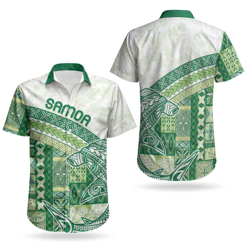 Samoa Mamanu Siapo Forest Green Couples Matching Summer Maxi Dress and Hawaiian Shirt Tatau Malie