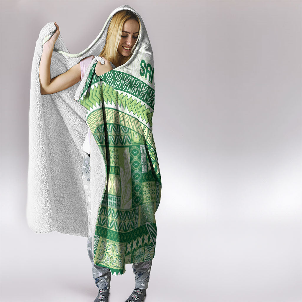 Samoa Mamanu Siapo Forest Green Hooded Blanket Tatau Malie