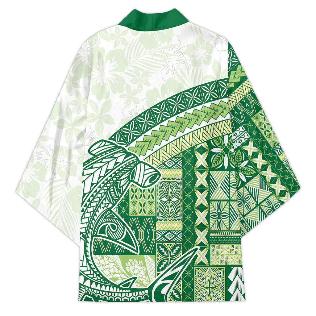 Samoa Mamanu Siapo Forest Green Kimono Tatau Malie