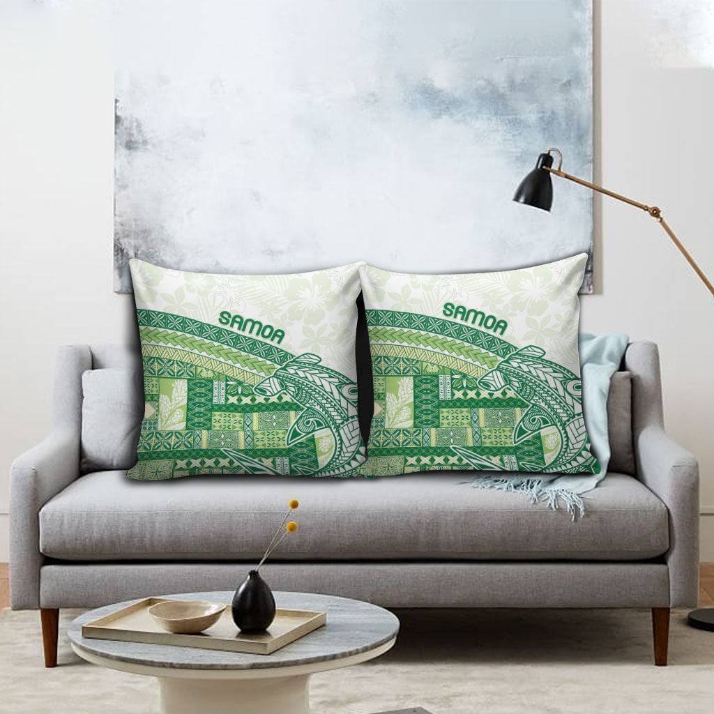 Samoa Mamanu Siapo Forest Green Pillow Cover Tatau Malie