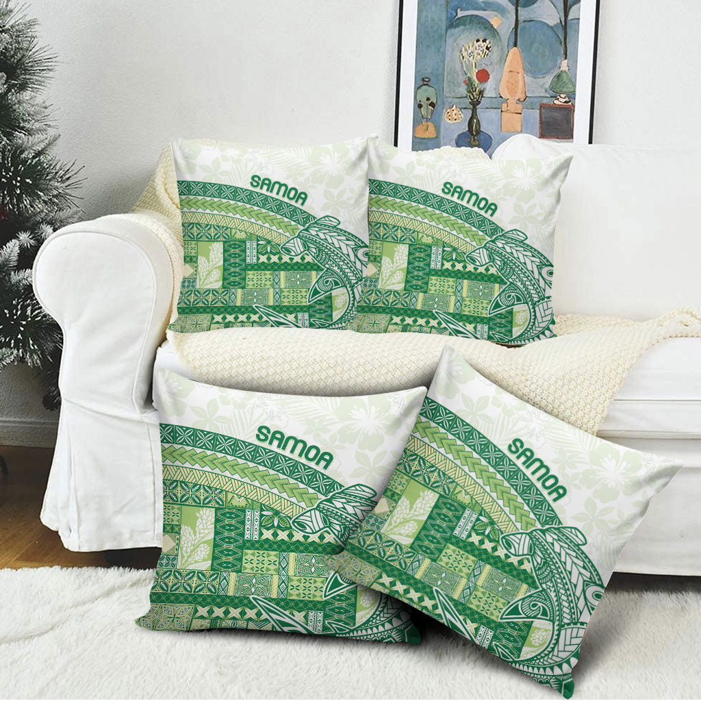 Samoa Mamanu Siapo Forest Green Pillow Cover Tatau Malie