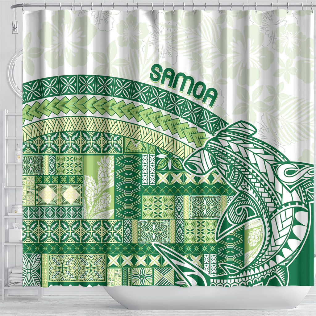 Samoa Mamanu Siapo Forest Green Shower Curtain Tatau Malie
