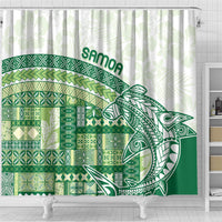 Samoa Mamanu Siapo Forest Green Shower Curtain Tatau Malie