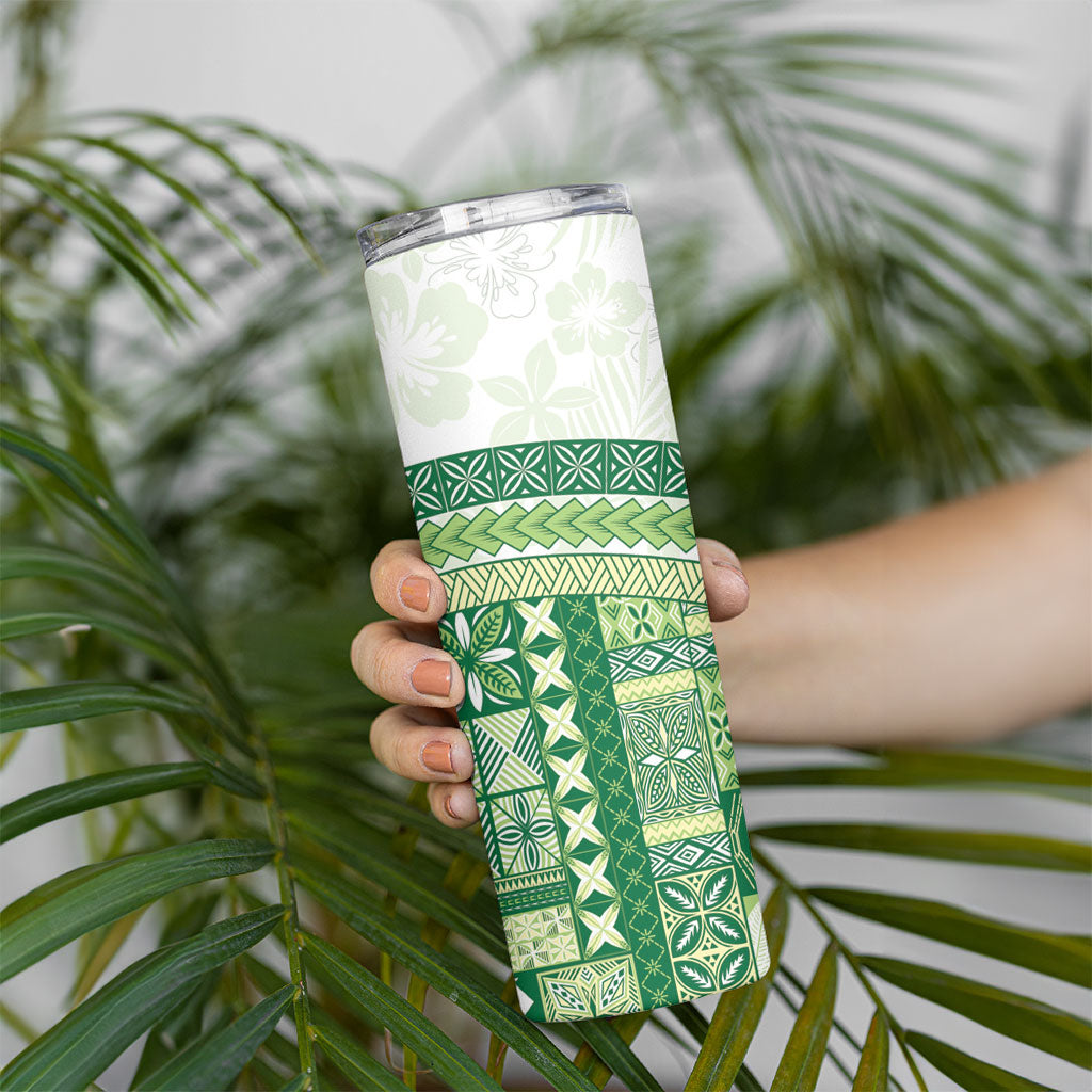 Samoa Mamanu Siapo Forest Green Skinny Tumbler Tatau Malie