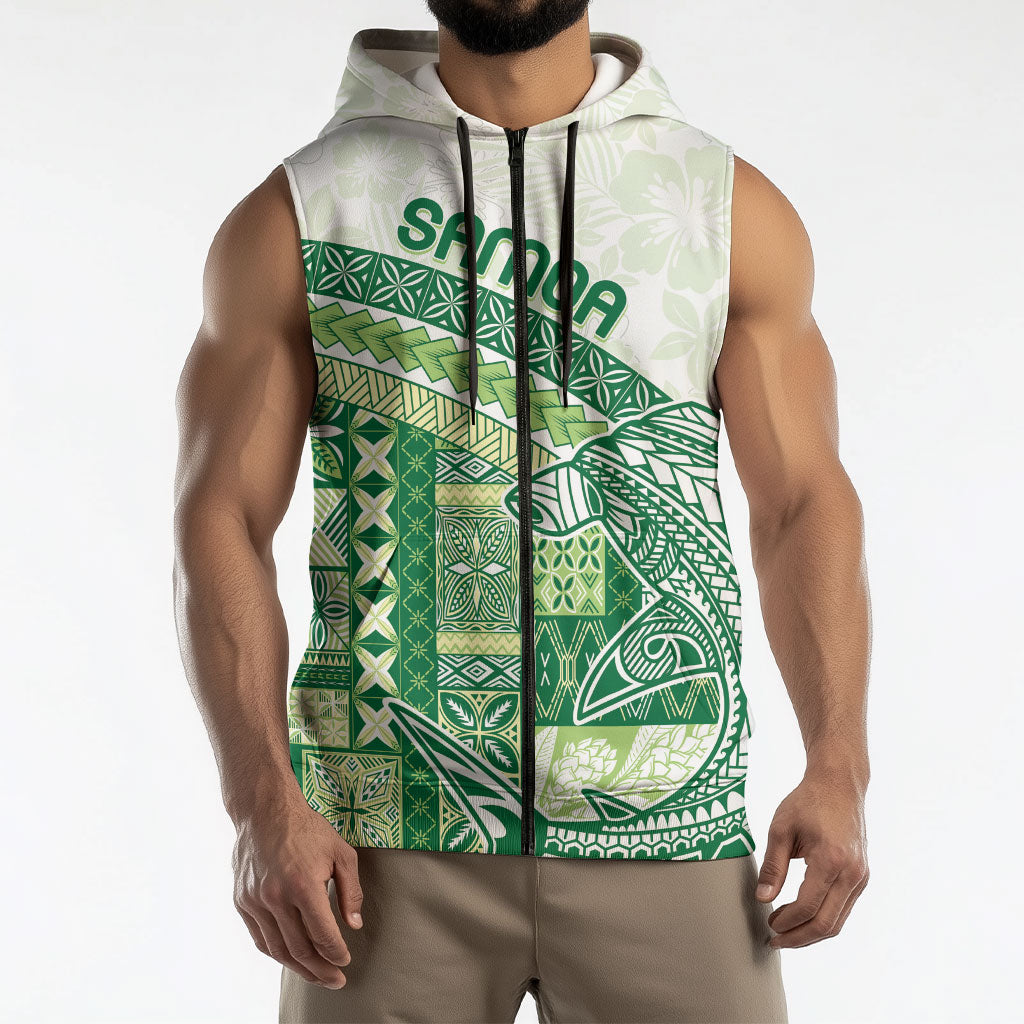 Samoa Mamanu Siapo Forest Green Sleeveless Zip Hoodie Tatau Malie