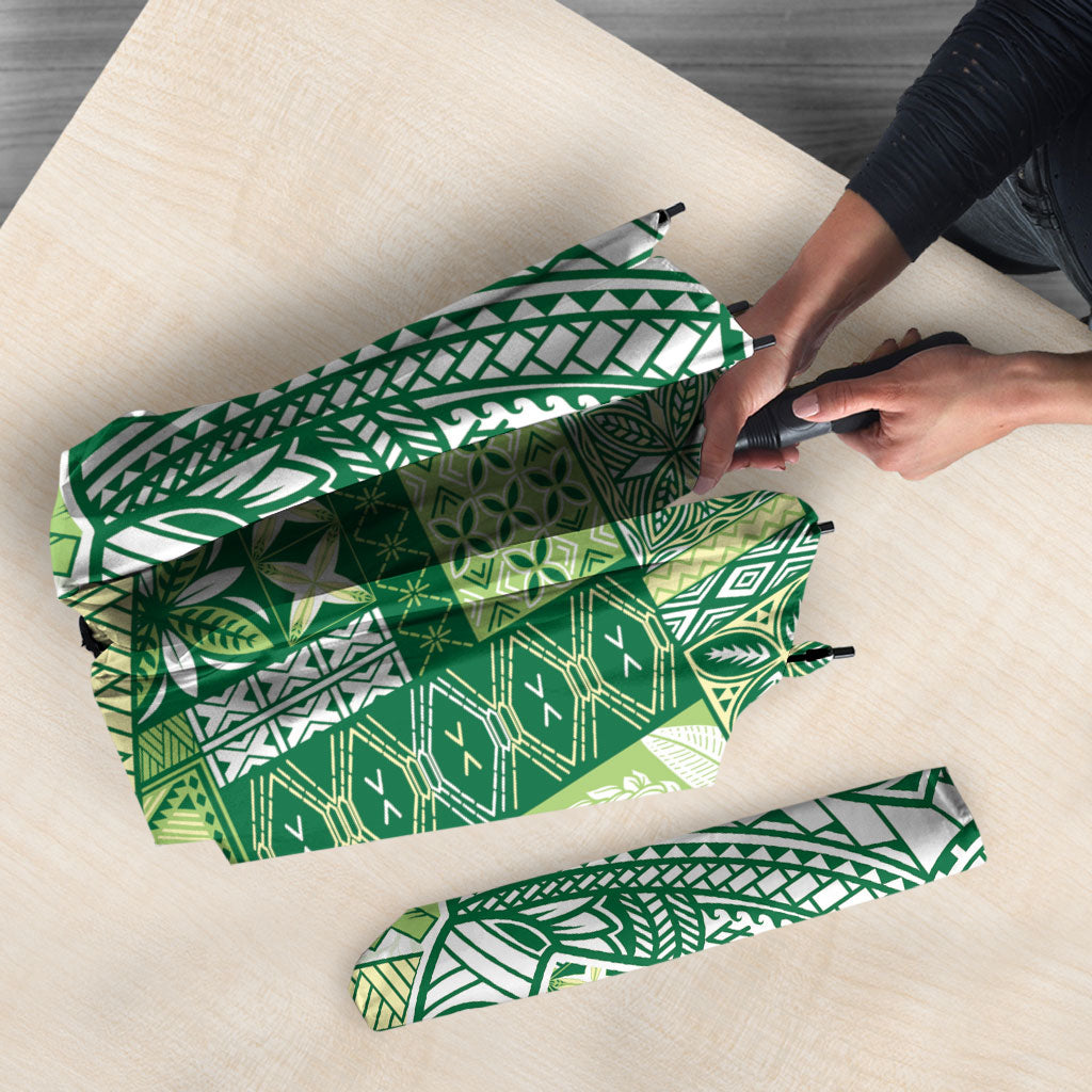 Samoa Mamanu Siapo Forest Green Umbrella Tatau Malie