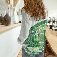 Samoa Mamanu Siapo Forest Green Women Casual Shirt Tatau Malie