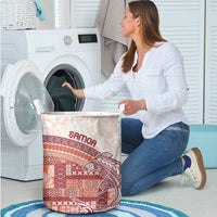 Samoa Mamanu Siapo Crimson Laundry Basket Tatau Malie