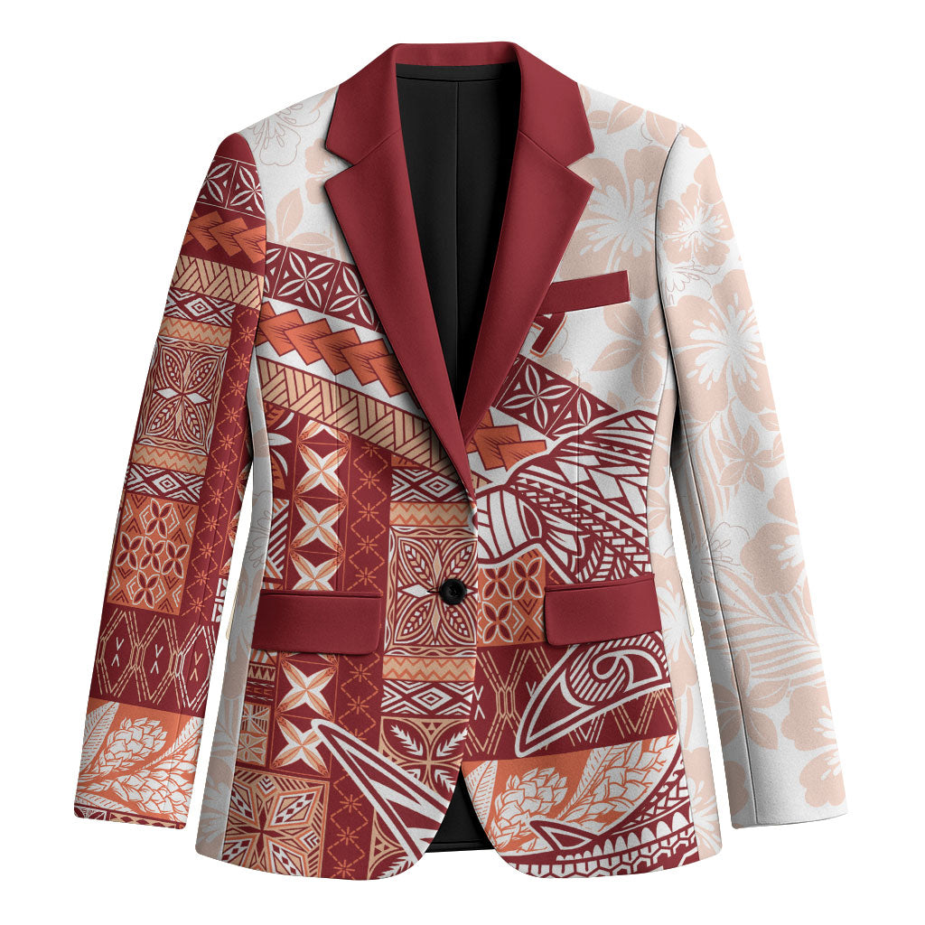 Samoa Mamanu Siapo Crimson Blazer Tatau Malie