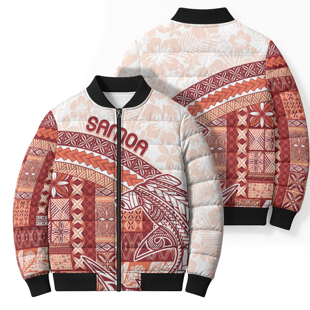Samoa Mamanu Siapo Crimson Bomber Puffer Jacket Tatau Malie