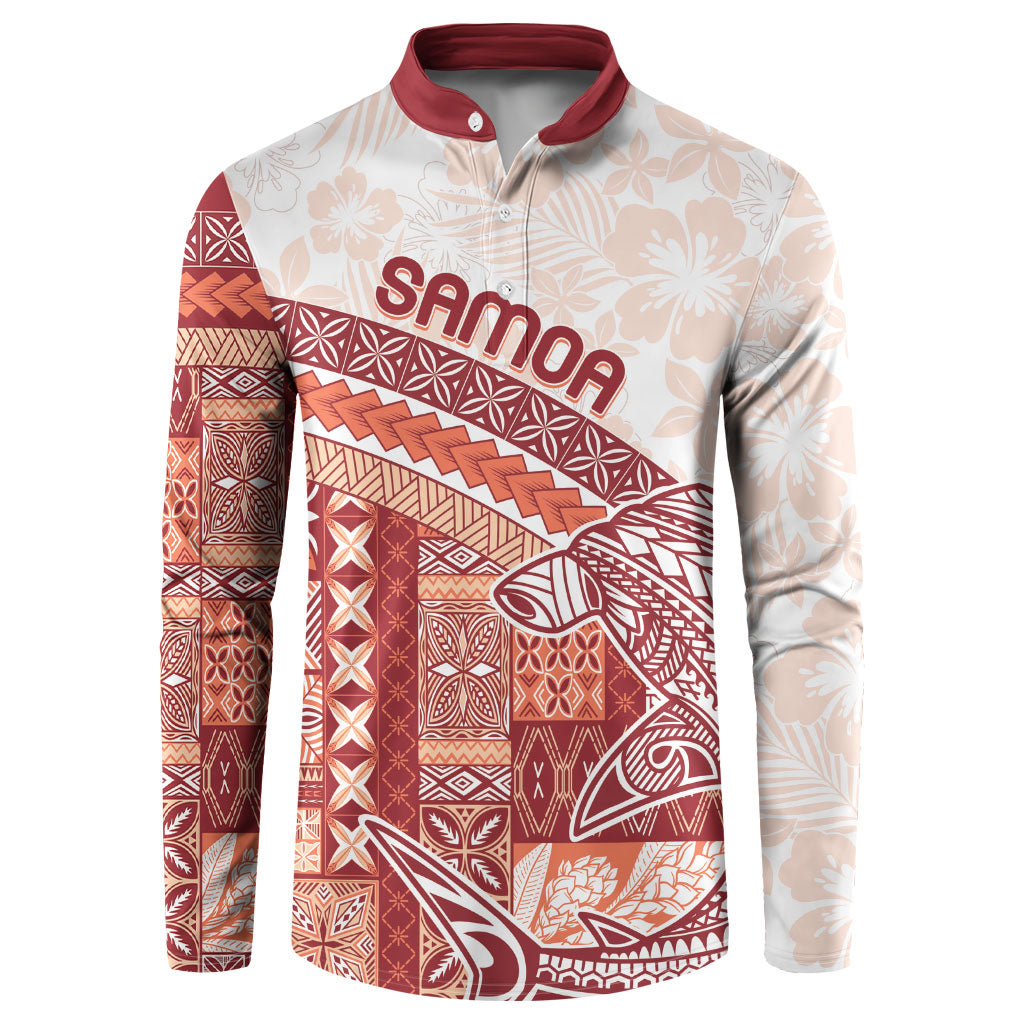 Samoa Mamanu Siapo Crimson Button Sweatshirt Tatau Malie