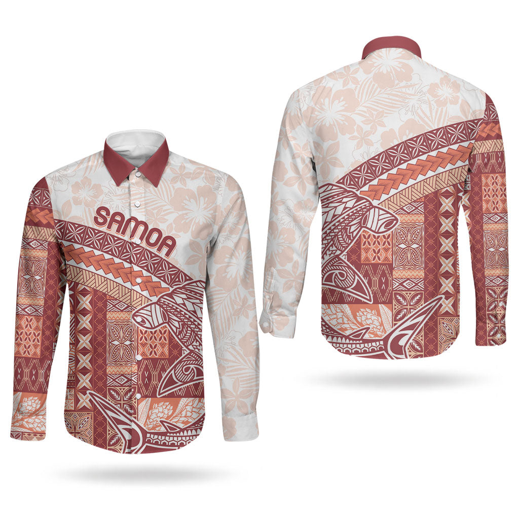 Samoa Mamanu Siapo Crimson Couples Matching Off Shoulder Short Dress and Long Sleeve Button Shirt Tatau Malie
