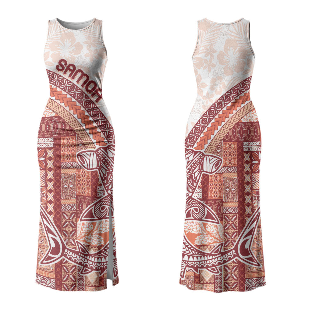 Samoa Mamanu Siapo Crimson Couples Matching Tank Maxi Dress and Hawaiian Shirt Tatau Malie