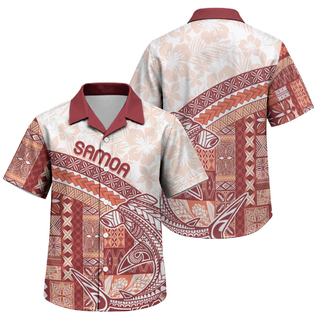 Samoa Mamanu Siapo Crimson Family Matching Short Sleeve Bodycon Dress and Hawaiian Shirt Tatau Malie LT7 Son's Shirt Red - Polynesian Pride