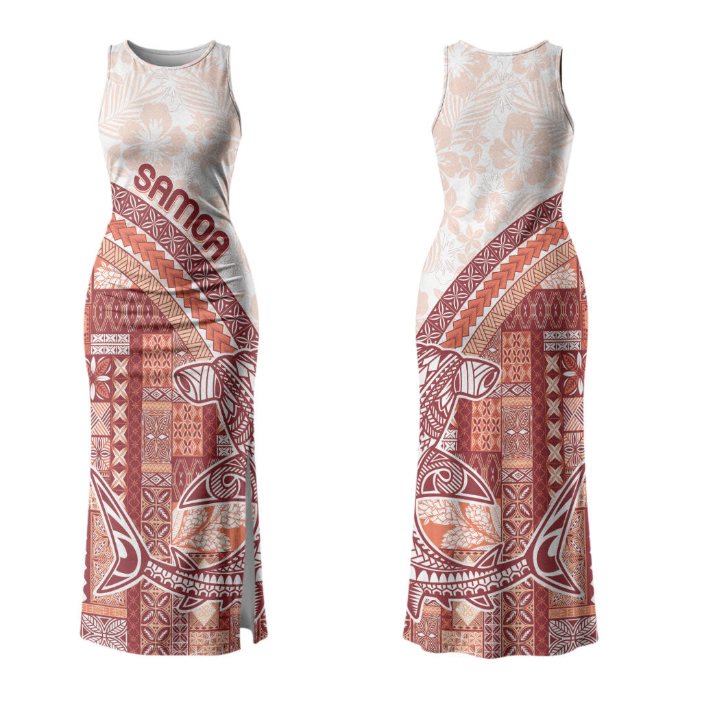 Samoa Mamanu Siapo Crimson Family Matching Tank Maxi Dress and Hawaiian Shirt Tatau Malie