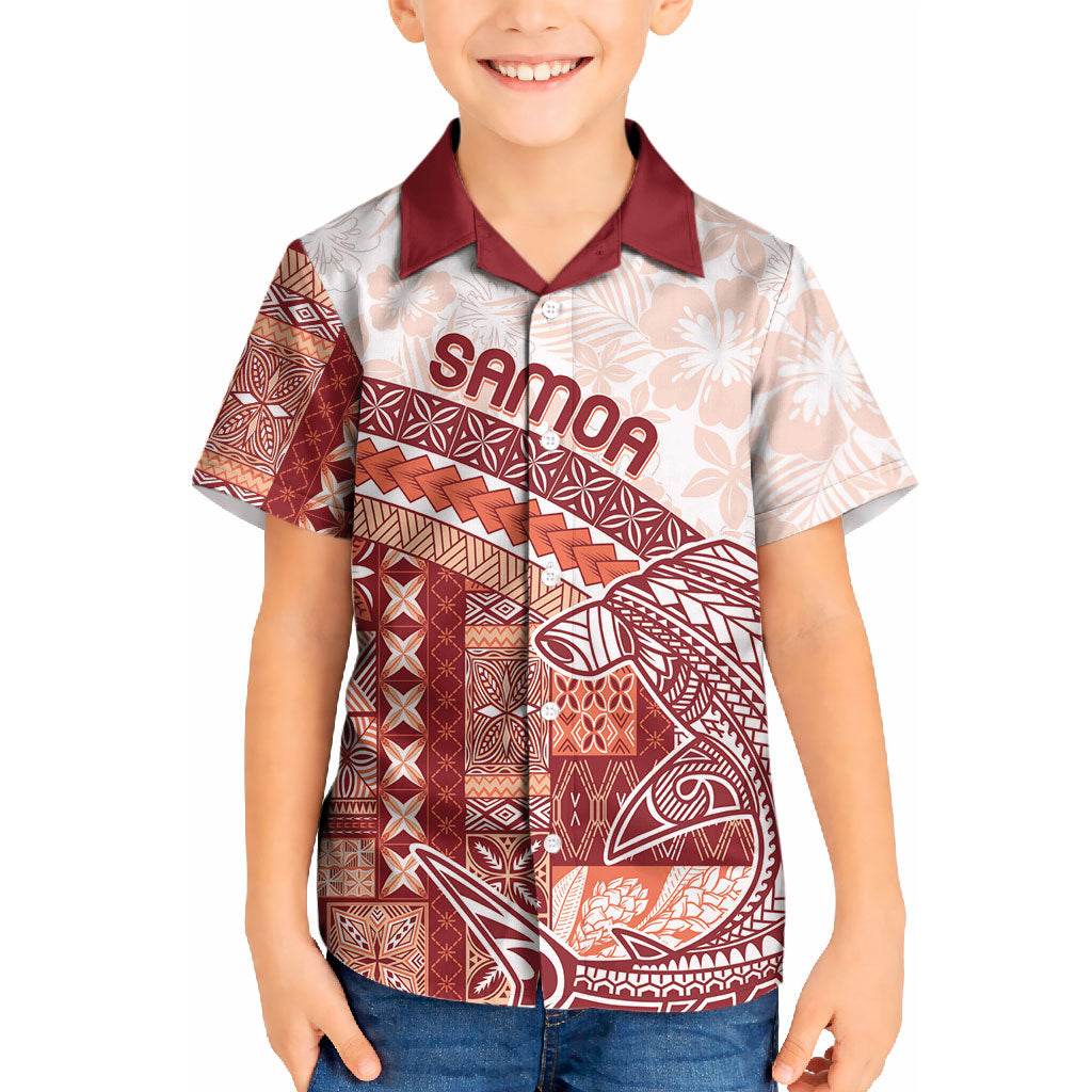 Samoa Mamanu Siapo Crimson Kid Hawaiian Shirt Tatau Malie LT7 Kid Red - Polynesian Pride