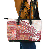 Samoa Mamanu Siapo Crimson Leather Tote Bag Tatau Malie