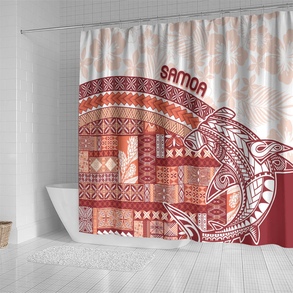 Samoa Mamanu Siapo Crimson Shower Curtain Tatau Malie