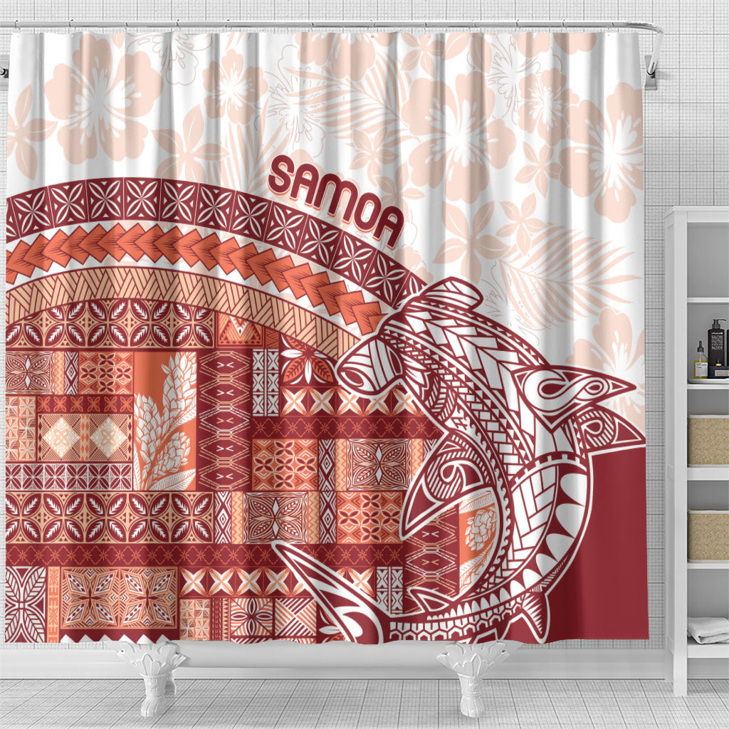 Samoa Mamanu Siapo Crimson Shower Curtain Tatau Malie