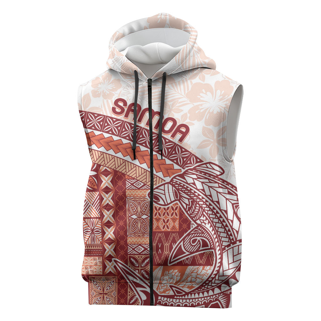 Samoa Mamanu Siapo Crimson Sleeveless Zip Hoodie Tatau Malie