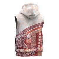 Samoa Mamanu Siapo Crimson Sleeveless Zip Hoodie Tatau Malie