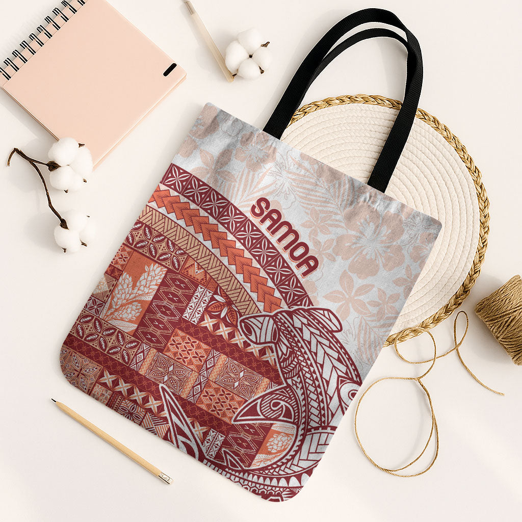 Samoa Mamanu Siapo Crimson Tote Bag Tatau Malie