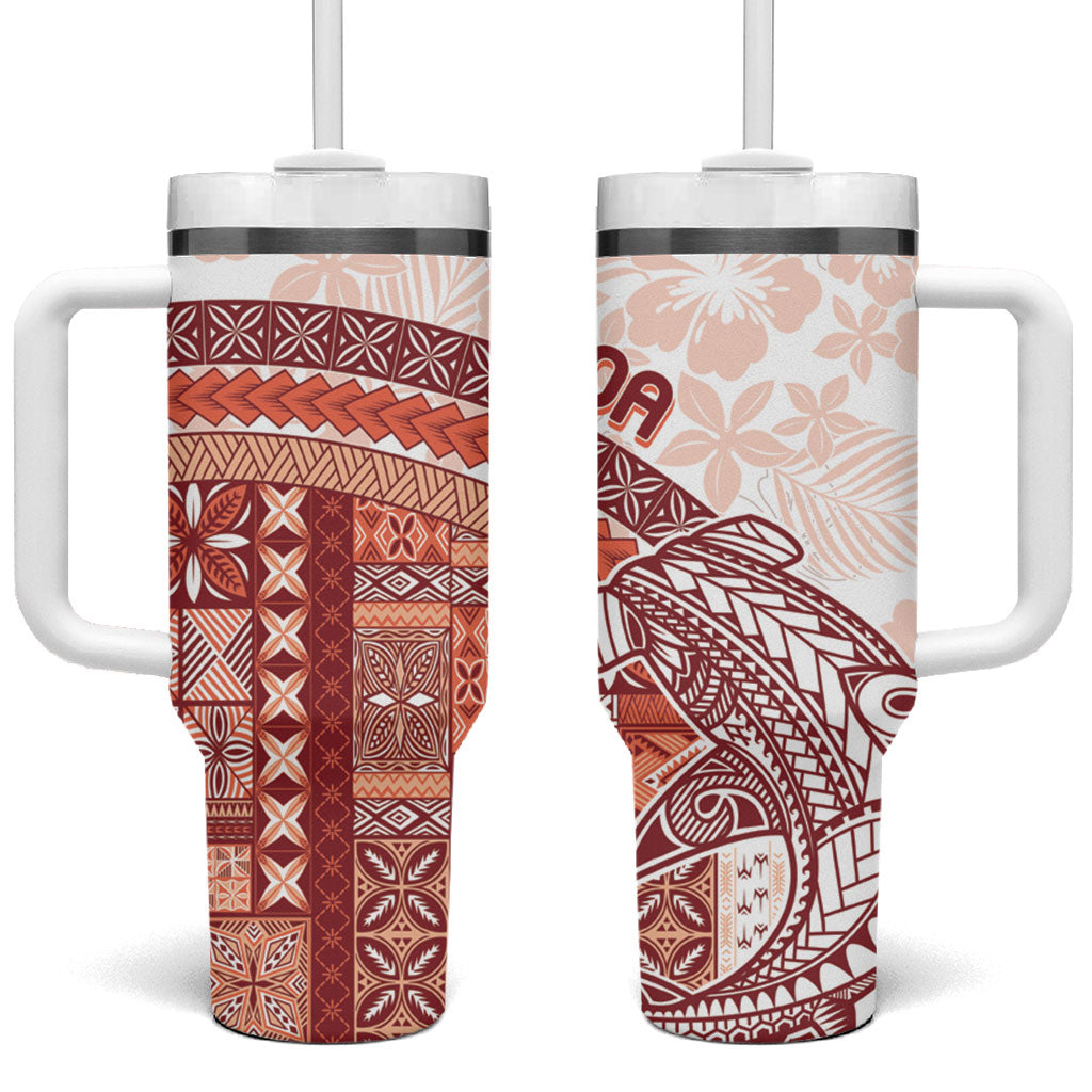 Samoa Mamanu Siapo Crimson Tumbler With Handle Tatau Malie